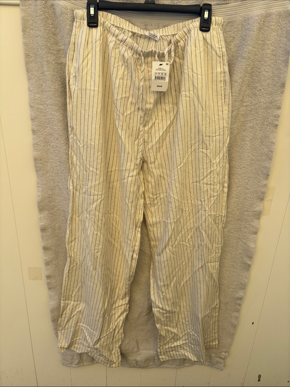Cotton On Cream and Blue Pinstripe Wide Leg Pants